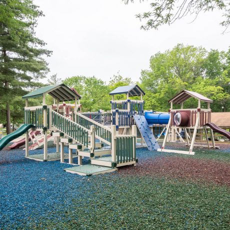 playstructure surrounded by trees